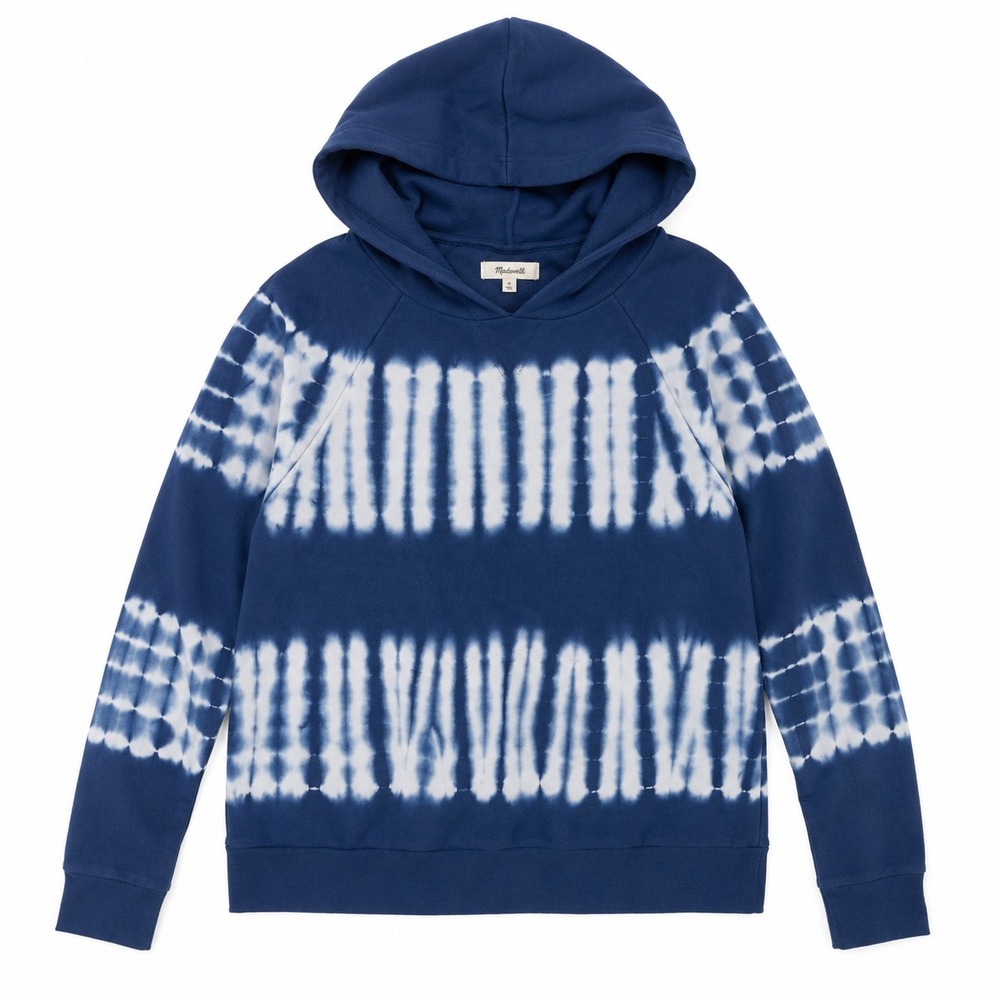 Madewell Blue Tie Dye Hoodie Sweatshirt Women's Medium 100% Cotton‎
